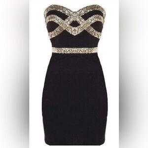 Trimmed Strapless Figure-Flattering Bodycon Party, Cocktail, Date Night, Dress M